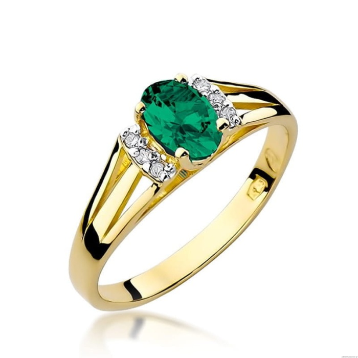 Pierścionek W005 Szmaragd 0,40ct żółte złoto