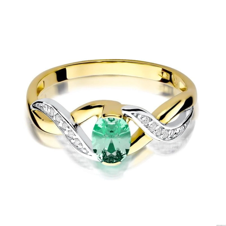 Pierścionek W028 Szmaragd 0,40ct żółte złoto