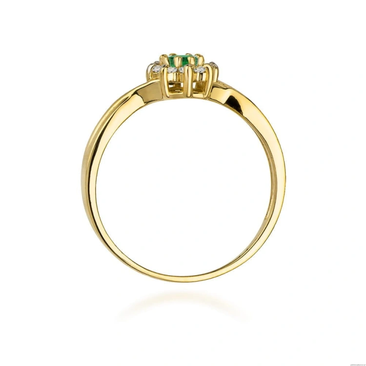 Pierścionek W072 Szmaragd 0,15ct żółte złoto