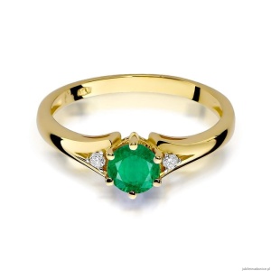 Pierścionek W0076 Szmaragd 0,50ct żółte złoto