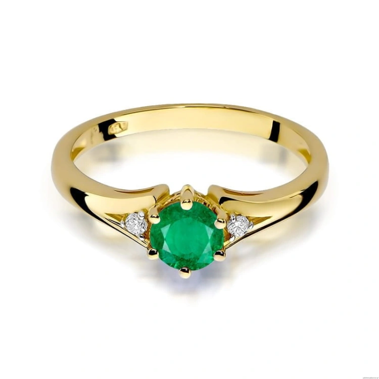 Pierścionek W0076 Szmaragd 0,50ct żółte złoto
