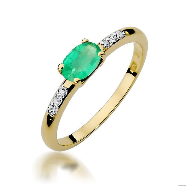 Pierścionek W077 Szmaragd 0,40ct żółte złoto