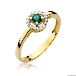 Pierścionek W238 Szmaragd 0,15ct żółte złoto