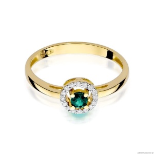 Pierścionek W238 Szmaragd 0,15ct żółte złoto