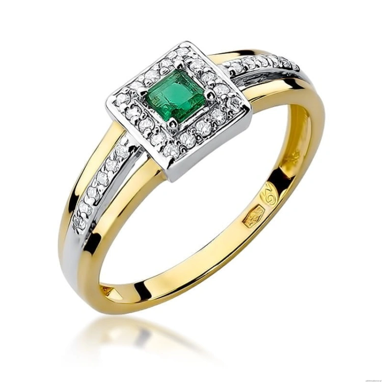 Pierścionek W271 Szmaragd 0,15ct żółte złoto