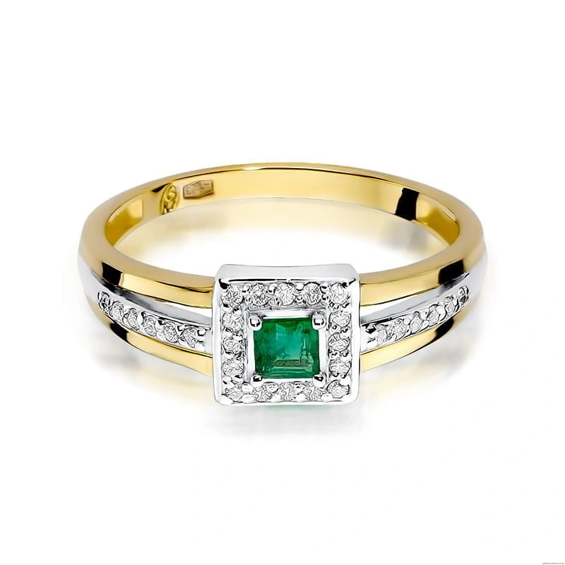 Pierścionek W271 Szmaragd 0,15ct żółte złoto