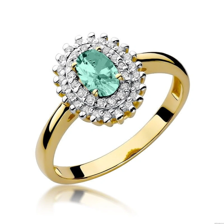 Pierścionek W303 Szmaragd 0,40ct żółte złoto