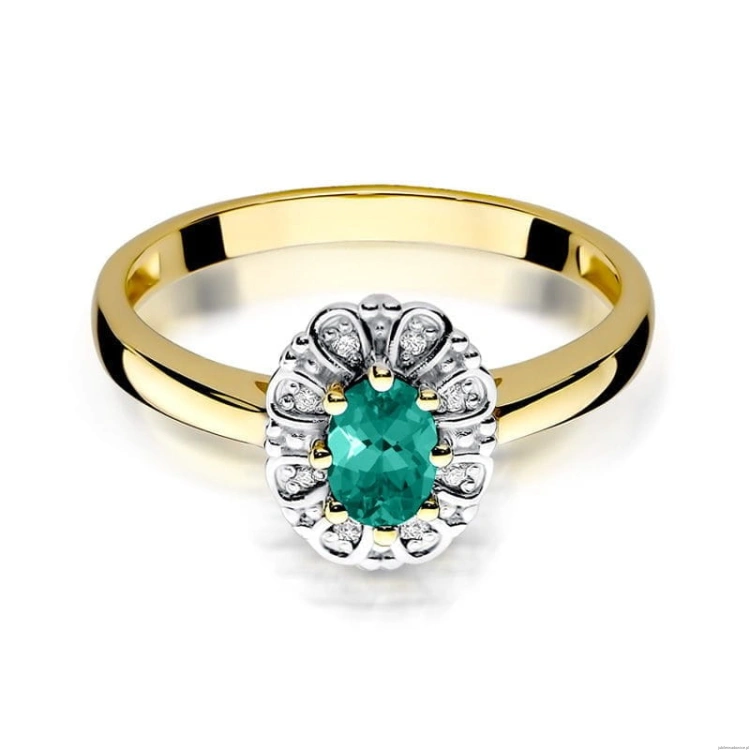 Pierścionek W304 Szmaragd 0,40ct żółte złoto