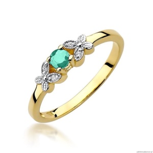 Pierścionek W414 Szmaragd 0,15ct żółte złoto