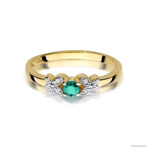 Pierścionek W414 Szmaragd 0,15ct żółte złoto