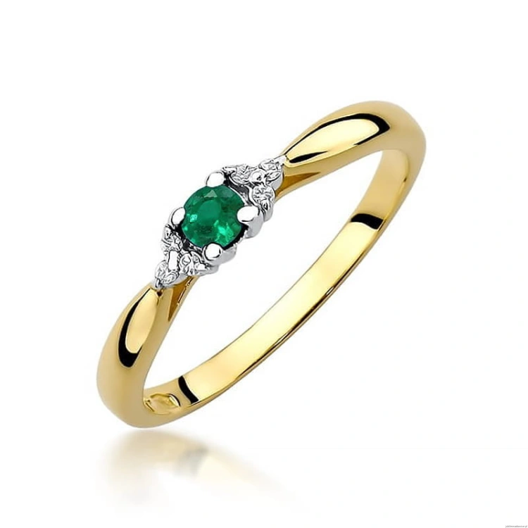 Pierścionek W428 Szmaragd 0,15ct żółte złoto