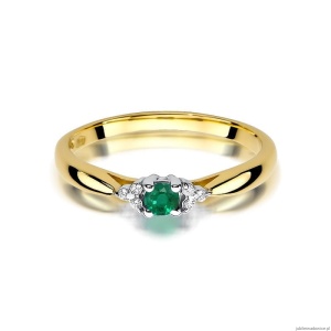 Pierścionek W428 Szmaragd 0,15ct żółte złoto