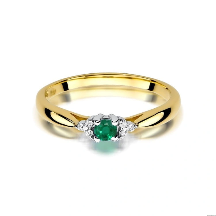 Pierścionek W428 Szmaragd 0,15ct żółte złoto