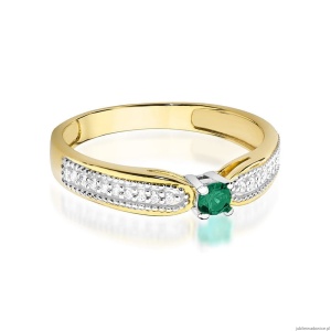 Pierścionek W449 Szmaragd 0,15ct żółte złoto