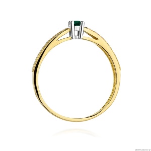 Pierścionek W449 Szmaragd 0,15ct żółte złoto