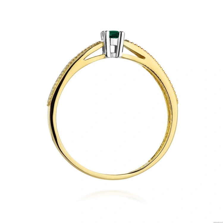 Pierścionek W449 Szmaragd 0,15ct żółte złoto