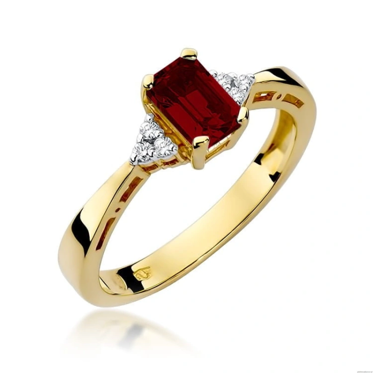 Pierścionek W002 Granat 0,70ct żółte złoto
