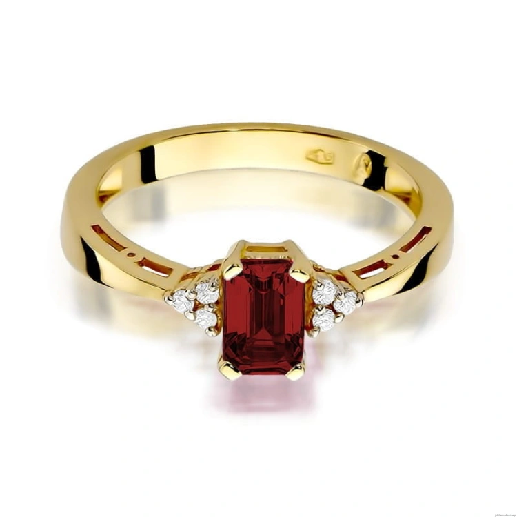 Pierścionek W002 Granat 0,70ct żółte złoto