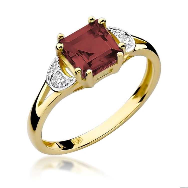 Pierścionek W040B Granat 1,30ct żółte złoto