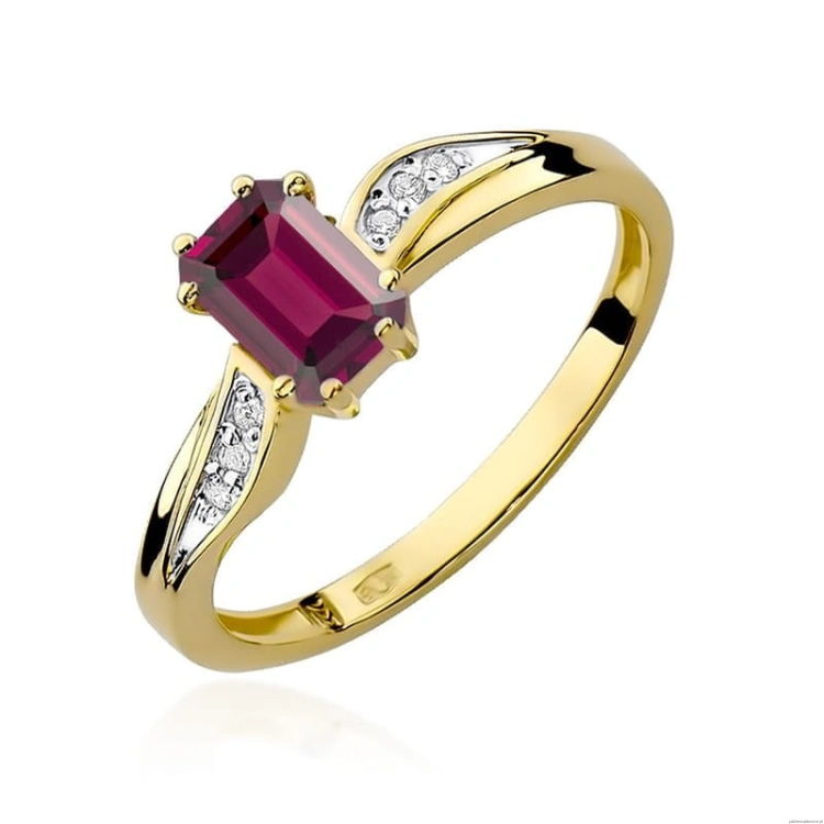 Pierścionek W094 Granat 0,70ct żółte złoto