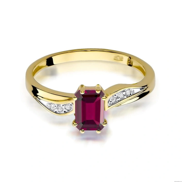 Pierścionek W094 Granat 0,70ct żółte złoto