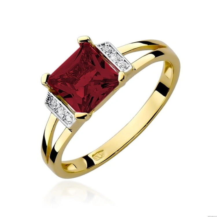 Pierścionek W103 Granat 1,30ct żółte złoto