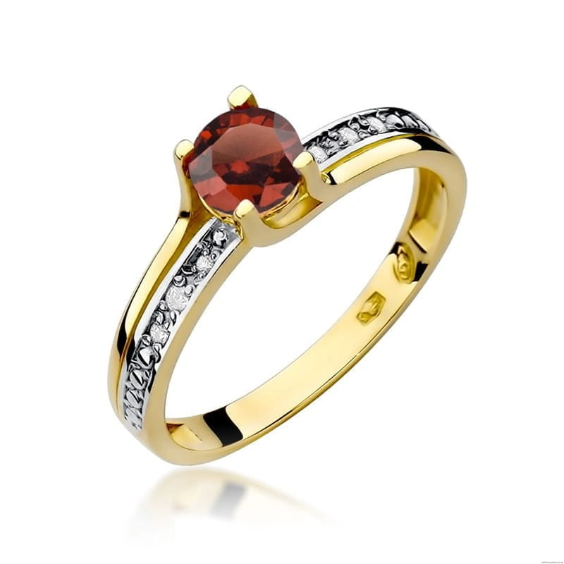 Pierścionek W106 Granat 0,60ct żółte złoto