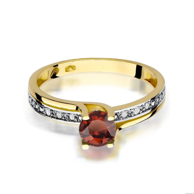 Pierścionek W106 Granat 0,60ct żółte złoto