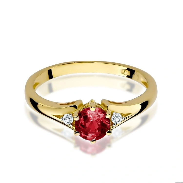 Pierścionek W0076 Granat 0,60ct żółte złoto