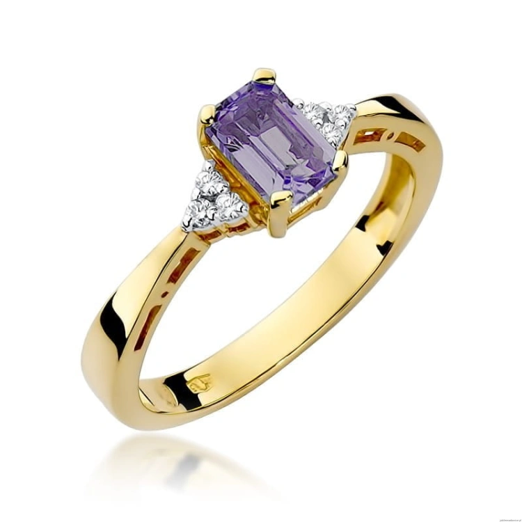 Pierścionek W002 Ametyst 0,50ct żółte złoto