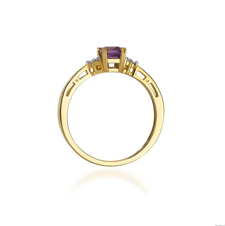 Pierścionek W002 Ametyst 0,50ct żółte złoto