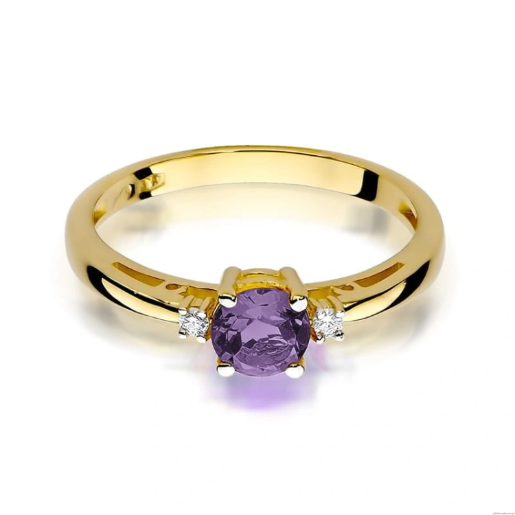 Pierścionek W010 Ametyst 0,50ct żółte złoto