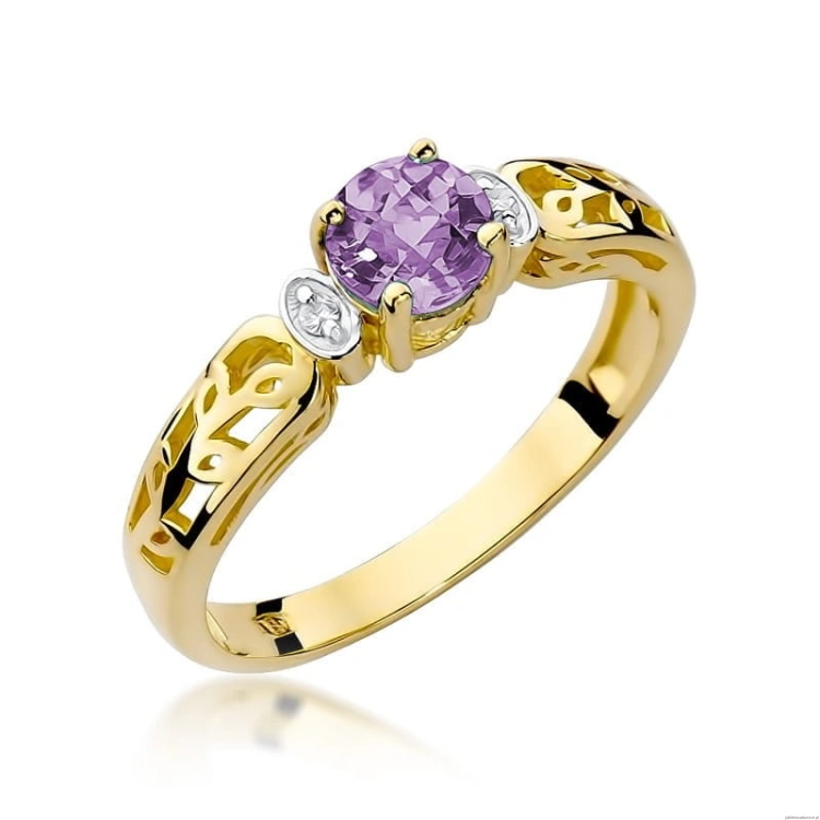 Pierścionek W014 Ametyst 0,50ct żółte złoto