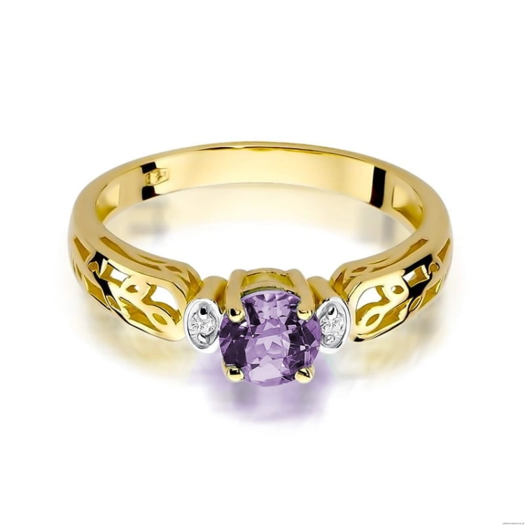 Pierścionek W014 Ametyst 0,50ct żółte złoto