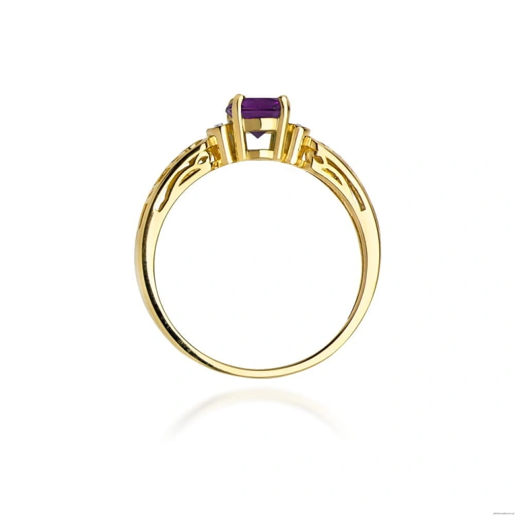 Pierścionek W014 Ametyst 0,50ct żółte złoto