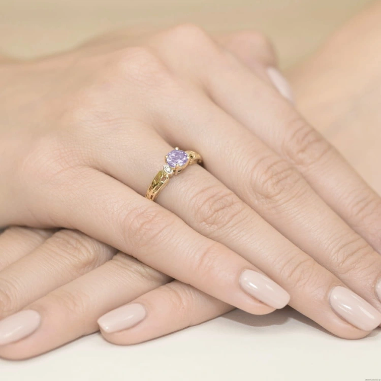 Pierścionek W014 Ametyst 0,50ct żółte złoto