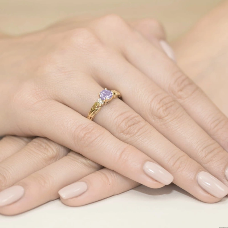Pierścionek W014 Ametyst 0,50ct żółte złoto