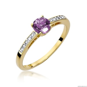 Pierścionek W066 Ametyst 0,50ct żółte złoto