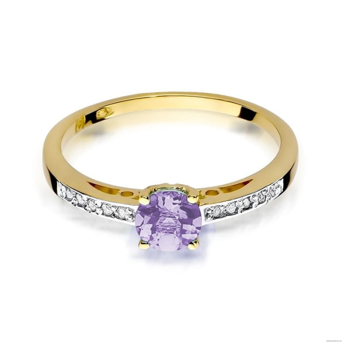 Pierścionek W066 Ametyst 0,50ct żółte złoto