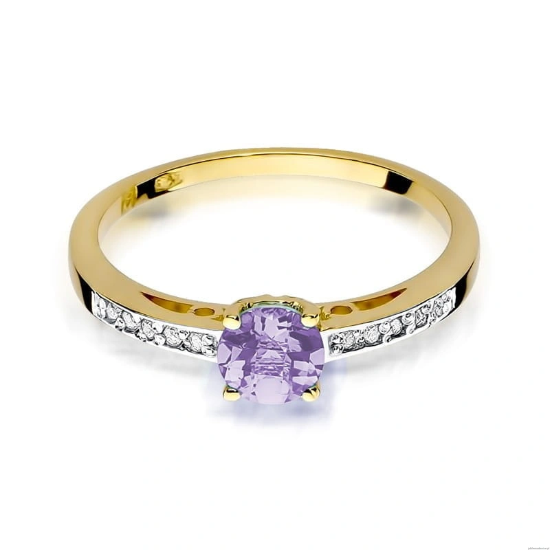 Pierścionek W066 Ametyst 0,50ct żółte złoto