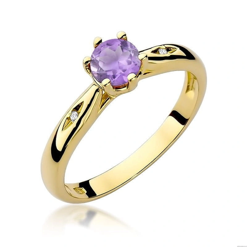Pierścionek W074 Ametyst 0,50ct żółte złoto