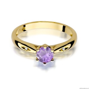 Pierścionek W074 Ametyst 0,50ct żółte złoto