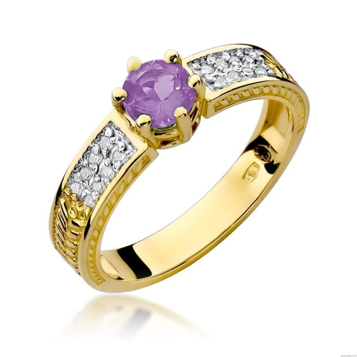 Pierścionek W075 Ametyst 0,50ct żółte złoto