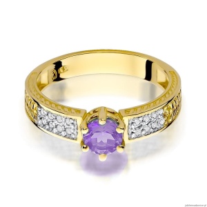 Pierścionek W075 Ametyst 0,50ct żółte złoto