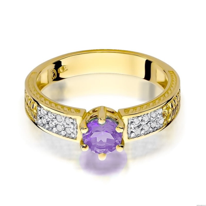 Pierścionek W075 Ametyst 0,50ct żółte złoto