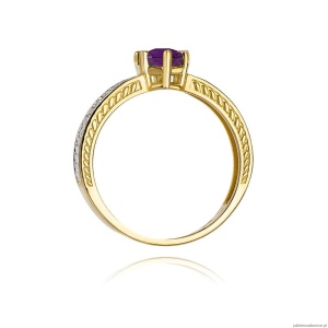 Pierścionek W075 Ametyst 0,50ct żółte złoto