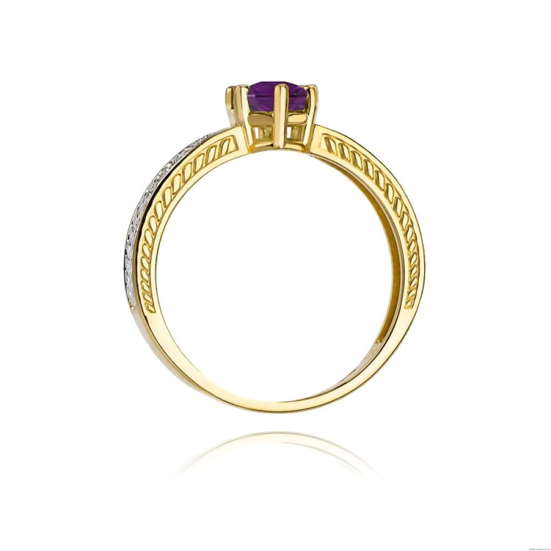 Pierścionek W075 Ametyst 0,50ct żółte złoto