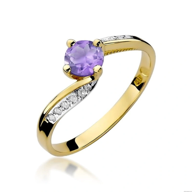 Pierścionek W084 Ametyst 0,50ct żółte złoto