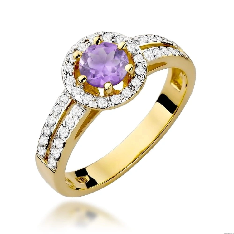 Pierścionek W087 Ametyst 0,50ct żółte złoto