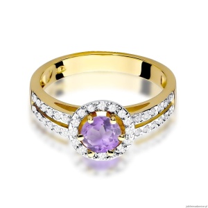 Pierścionek W087 Ametyst 0,50ct żółte złoto
